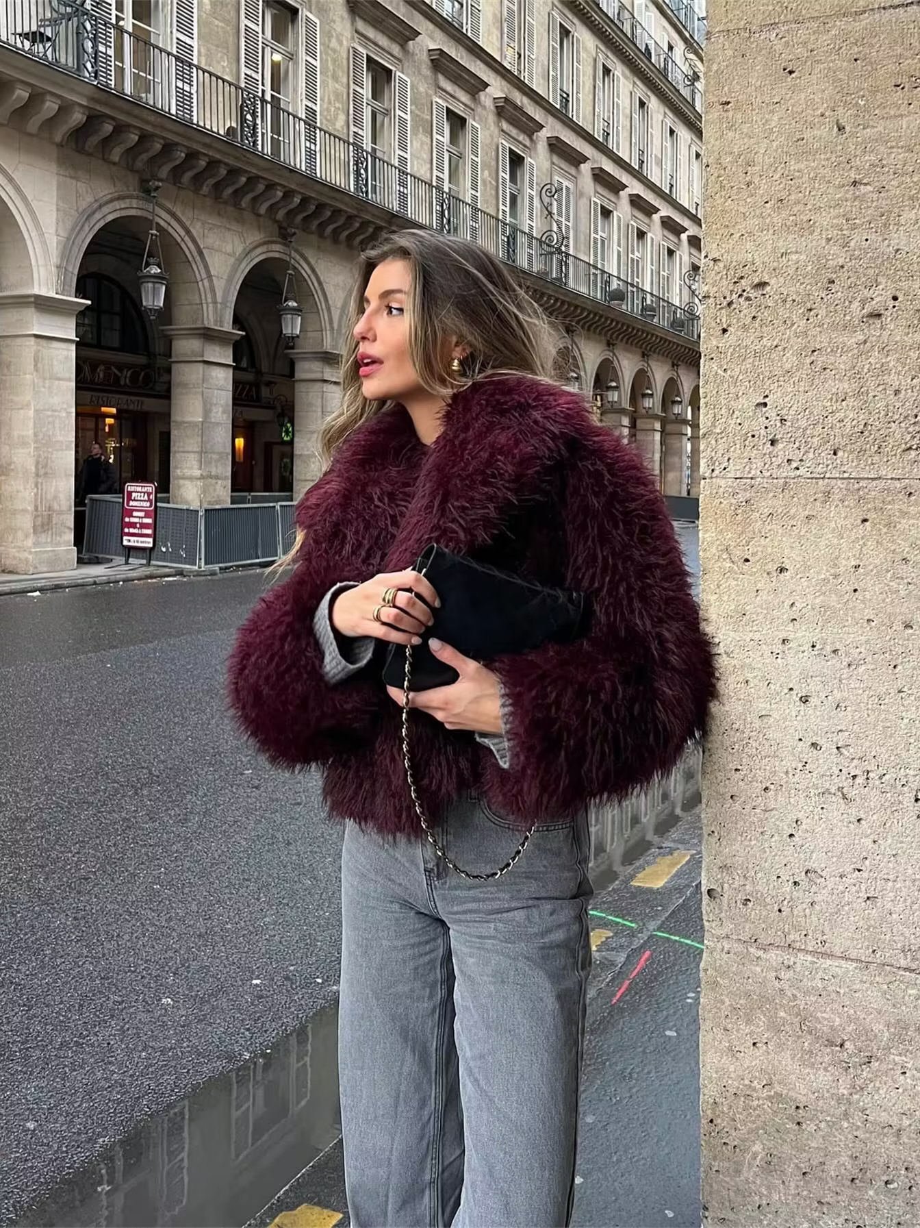 " Womens Faux Fur Coats Cropped Fluffy Overcoat for Winter  "